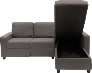 Serta Palisades Reclining Sectional Sofa with Right Storage Chaise, Small Couch with Built-In Storage, Low-Maintenance & Family-Friendly Fabric, Gray