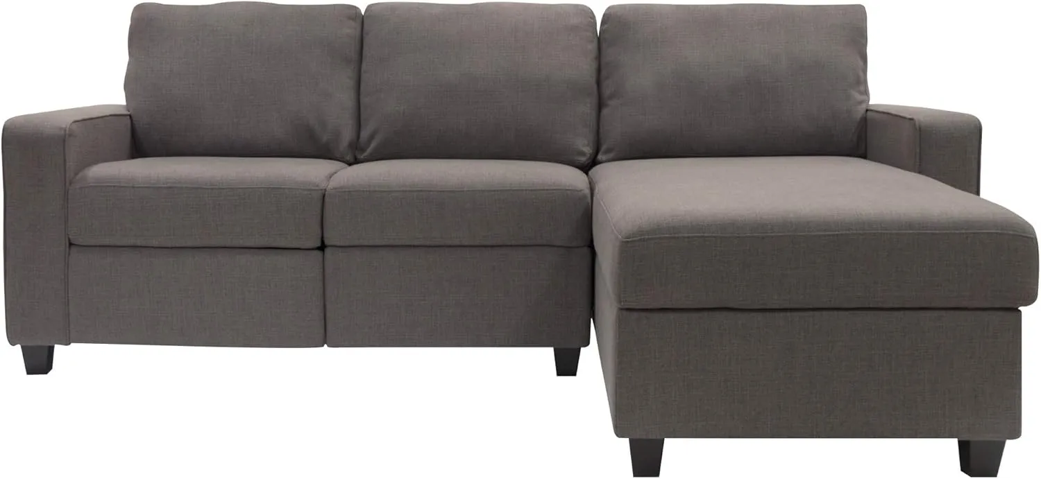 Serta Palisades Reclining Sectional Sofa with Right Storage Chaise, Small Couch with Built-In Storage, Low-Maintenance & Family-Friendly Fabric, Gray