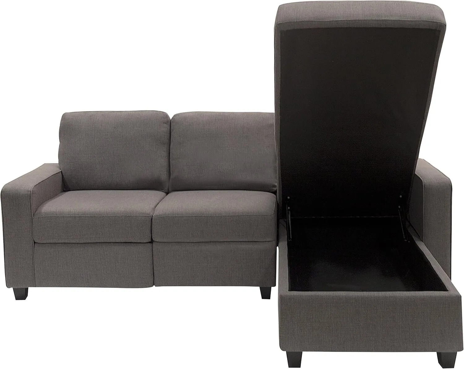 Serta Palisades Reclining Sectional Sofa with Right Storage Chaise, Small Couch with Built-In Storage, Low-Maintenance & Family-Friendly Fabric, Gray