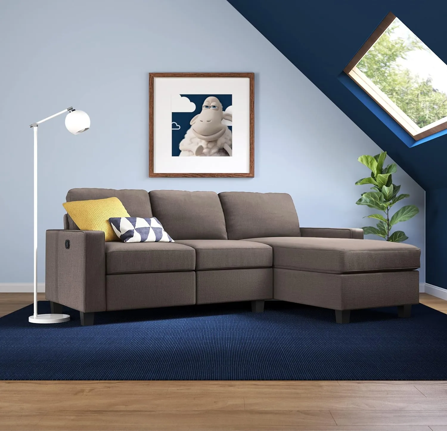 Serta Palisades Reclining Sectional Sofa with Right Storage Chaise, Small Couch with Built-In Storage, Low-Maintenance & Family-Friendly Fabric, Gray