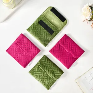 Set Of 4 Small Jewellery Pouch Pink And Green