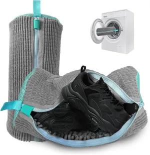 Shoe Bags for Washing Machine, Laundry Shoe Bag For Washer And Dryer, 360° Wrap-around Cleaning, Durable Hidden Zipper Reusable Shoe Washing Bag for Sneaker Canvas Cleaner, 2PCS, Gray