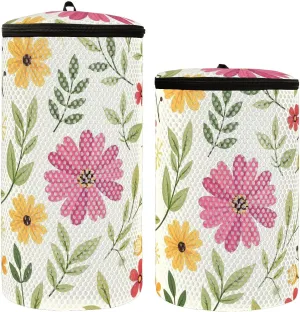 Shoe Washing Machine Bag 2 Pcs Sizable Lilac Flowers Honeycomb Mesh Shoe Laundry Bag with Zipper for Sneakers Running Shoes Sock Bras