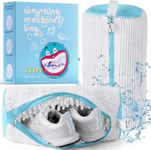 Shoe Washing Machine Bag, Laundry Shoe Bag for Washer and Dryer, Laundry Shoe Bag Protect Sneaker, Running Shoes, Bras, Delicates and Toys, XXL Includes 2 Shoes (White 2 Pack)