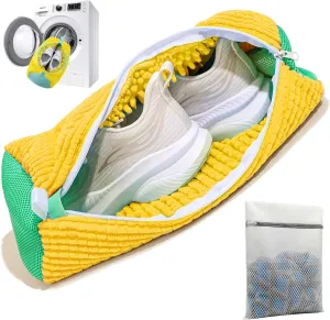 Shoe washing machine bag,15''×7'' 1Pcs shoe laundry bag,1Pcs Mesh Laundry Bag,360° Clean shoe bag for washing machine,YKK Zipper shoe washing bag(1PCS   1PCS Yellow)