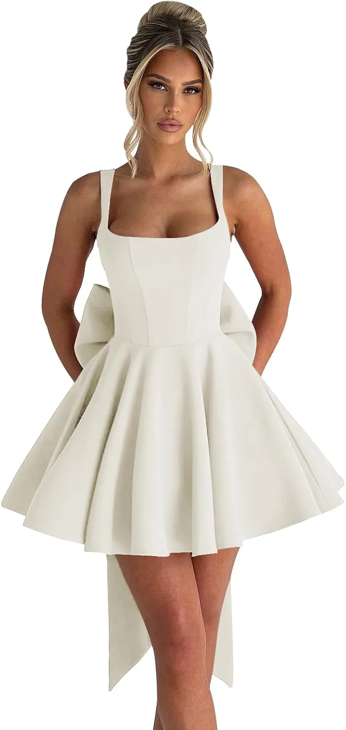 Short Homeoming Dresses for Teens 2025 Corset Formal HOCO Dress with Bow Cocktail Prom Gown