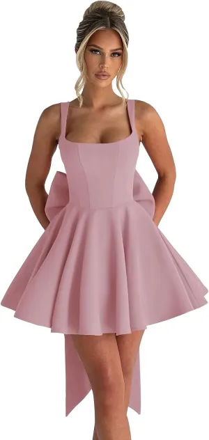 Short Homeoming Dresses for Teens 2025 Corset Formal HOCO Dress with Bow Cocktail Prom Gown