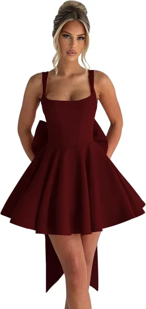 Short Homeoming Dresses for Teens 2025 Corset Formal HOCO Dress with Bow Cocktail Prom Gown