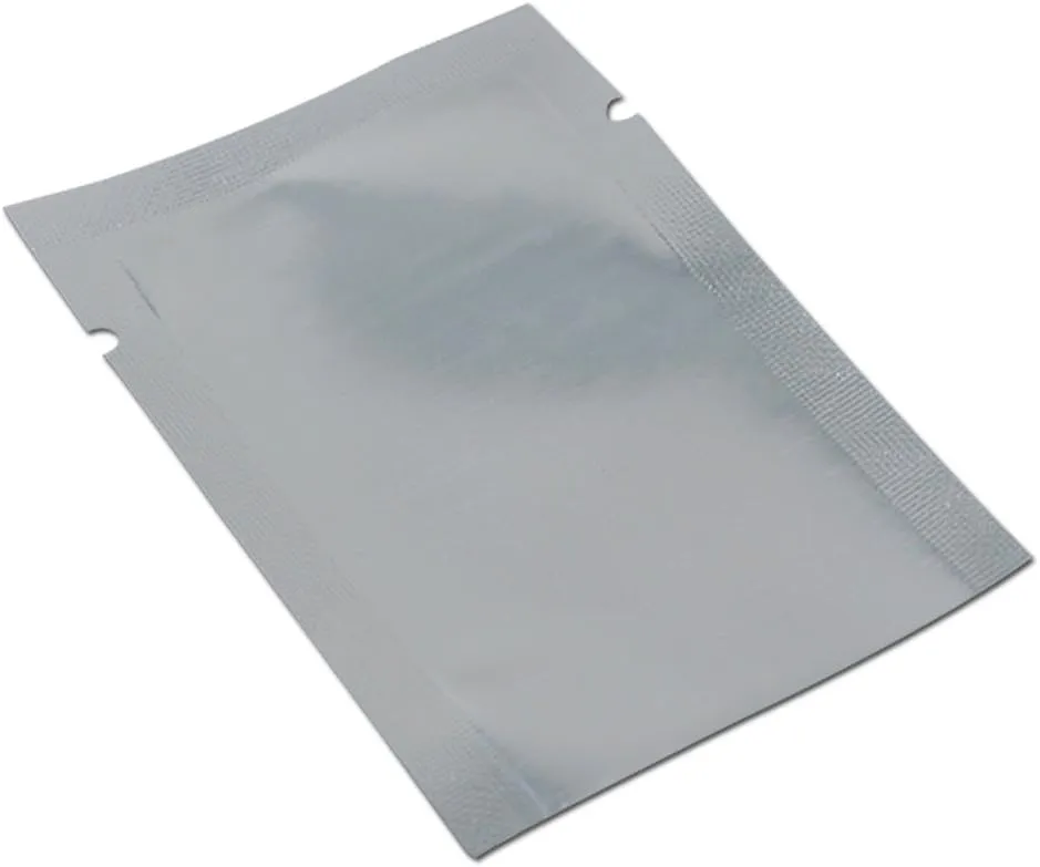 Silver Aluminum Foil Pouch Heat Seal Front Window Plastic Mini Open Top Flat Vacuum Packaging Mylar Bag Food Small Sample Mylar Storage with Tear Notch (100, 12x17cm (4.7x6.7 inch))