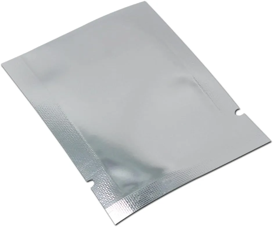 Silver Aluminum Foil Pouch Heat Seal Front Window Plastic Mini Open Top Flat Vacuum Packaging Mylar Bag Food Small Sample Mylar Storage with Tear Notch (100, 12x17cm (4.7x6.7 inch))