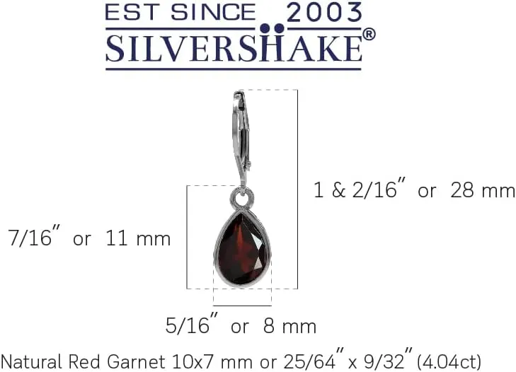 Silvershake 10X7mm Pear Shape Birthstone Gemstones White Gold Plated or Yellow Gold Plated 925 Sterling Silver Heart Victorian Style Drop Dangle Leverback Earrings Jewelry for Women