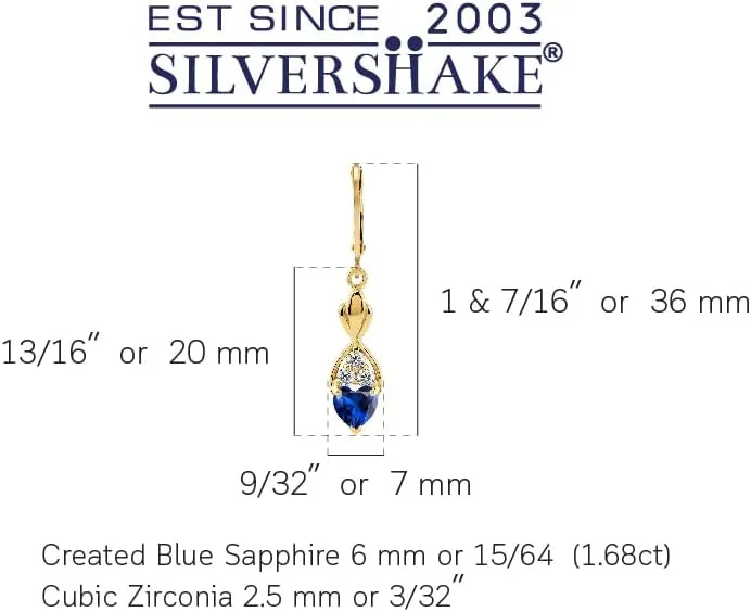 Silvershake 6MM Birthstone Gemstones White Gold Plated or Yellow Gold Plated 925 Sterling Silver Infinity Heart Leverback Drop Dangle Earrings Jewelry for Women