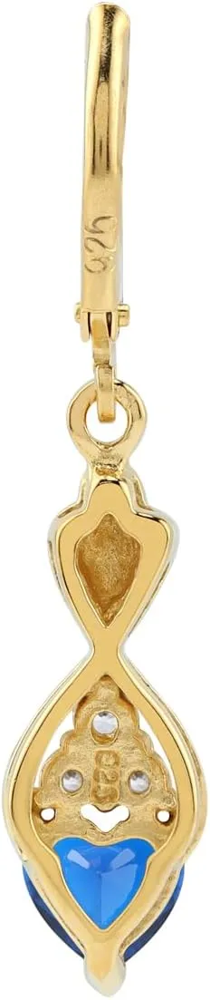 Silvershake 6MM Birthstone Gemstones White Gold Plated or Yellow Gold Plated 925 Sterling Silver Infinity Heart Leverback Drop Dangle Earrings Jewelry for Women