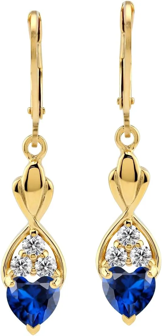 Silvershake 6MM Birthstone Gemstones White Gold Plated or Yellow Gold Plated 925 Sterling Silver Infinity Heart Leverback Drop Dangle Earrings Jewelry for Women