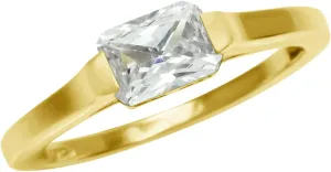 Silvershake Half Bezel Set Octagon Shape Gemstone White Gold Plated or Yellow Gold Plated 925 Sterling Silver Minimalist East-West Solitaire Promise Ring Jewelry for Women