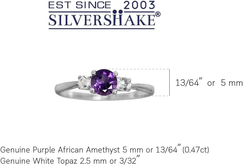 Silvershake Petite Round Shape Gemstone White Gold Plated or Yellow Gold Plated 925 Sterling Silver Promise Ring Jewelry for Women or Teens