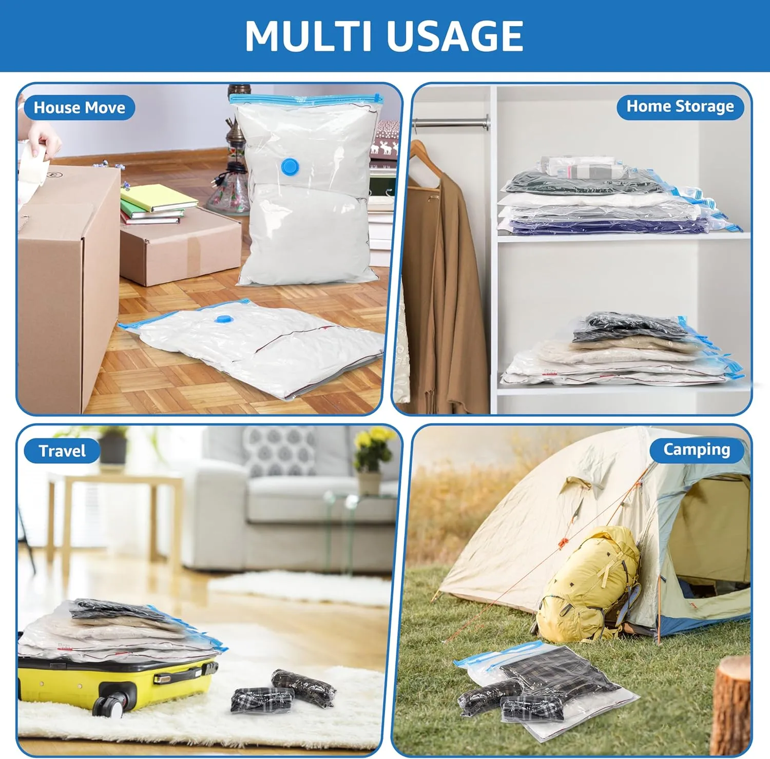 Simple Deluxe 12 Jumbo Space Saver Bags, Vacuum Storage Bags, Vacuum Seal Bags for Quilts and Blankets Storage, with Hand Pump