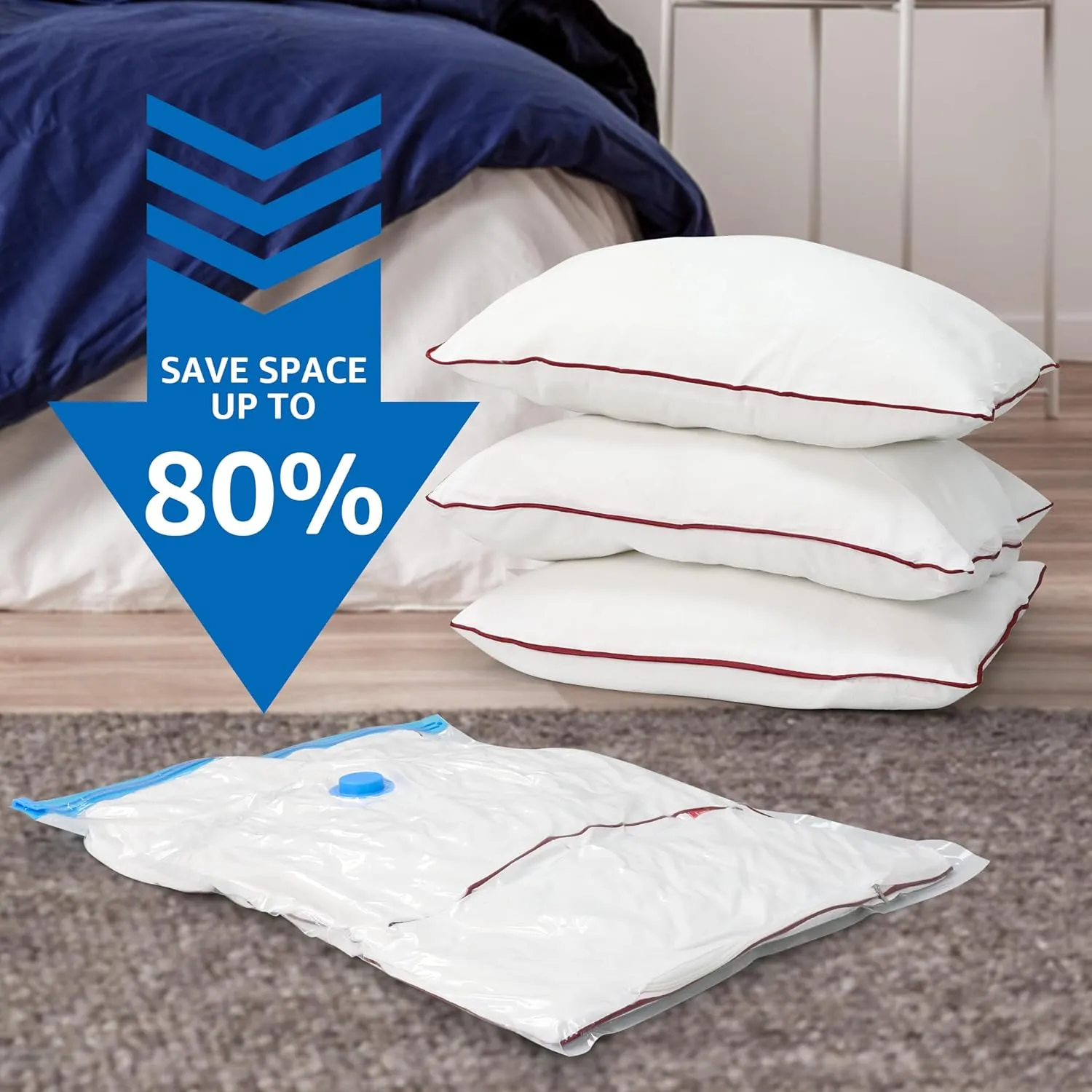 Simple Deluxe 12 Jumbo Space Saver Bags, Vacuum Storage Bags, Vacuum Seal Bags for Quilts and Blankets Storage, with Hand Pump