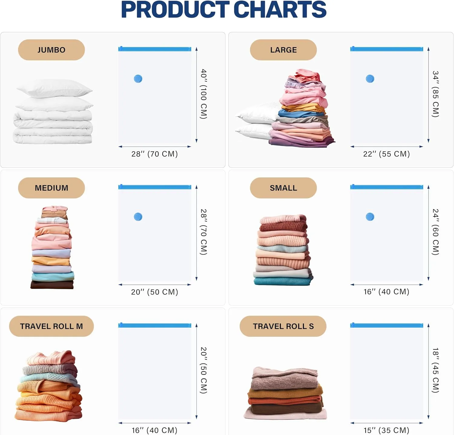 Simple Deluxe 30 Pack Vacuum Storage Bags, Compression Storage Bags, Space Saver Bags for Comforters, Blankets, Pillows and Clothes Storage, Hand Pump Included (5 Jumbo/5 L/5 M/5 S/5 Roll M/5 Roll S)