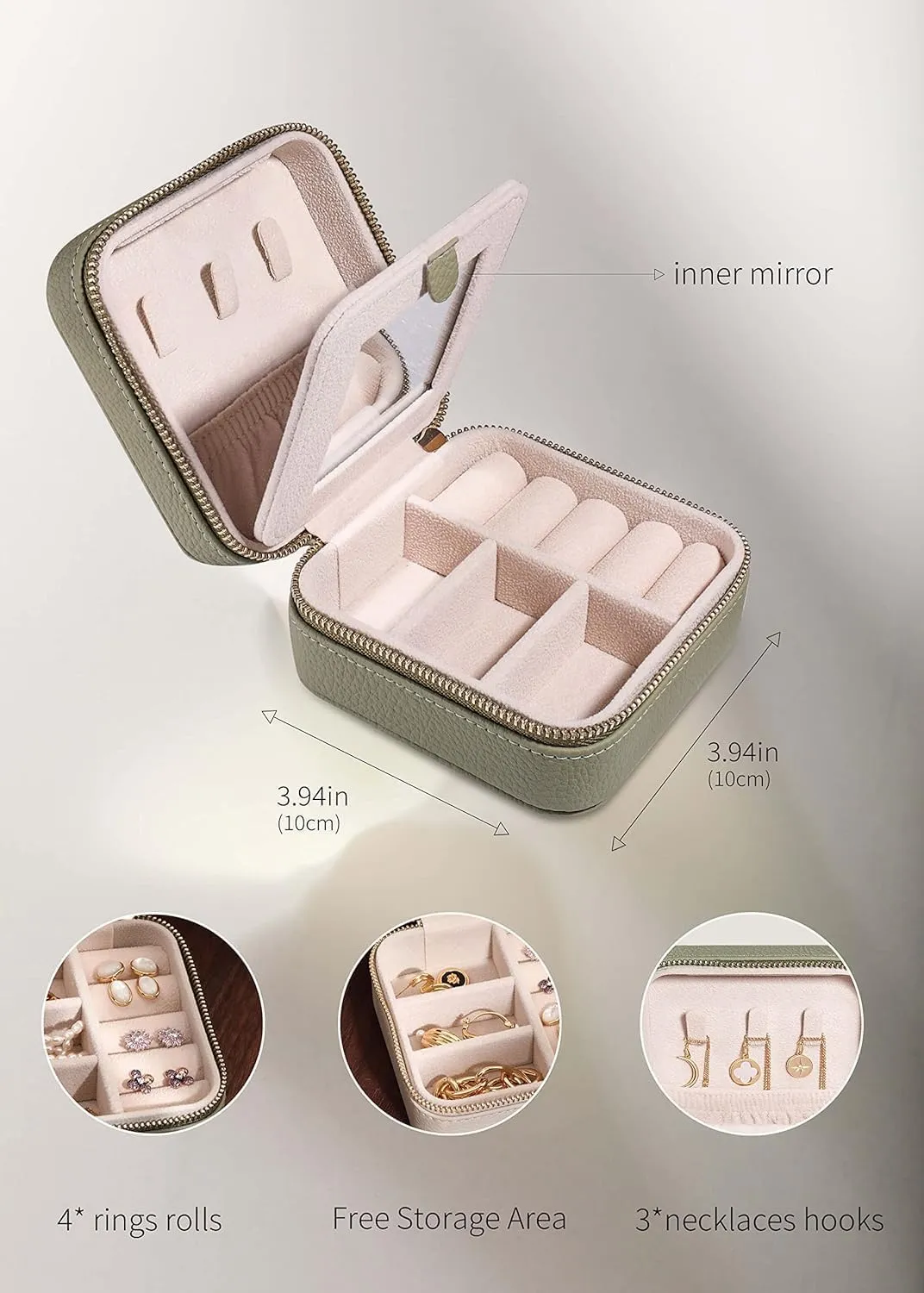 S.Leaf Travel Jewelry Organizer Travel Jewelry Boxes for Women Small Jewelry Travel Case Box Portable Travel Jewelry Case Travel Case Mini Jewelry (03_Lychee_Heart)