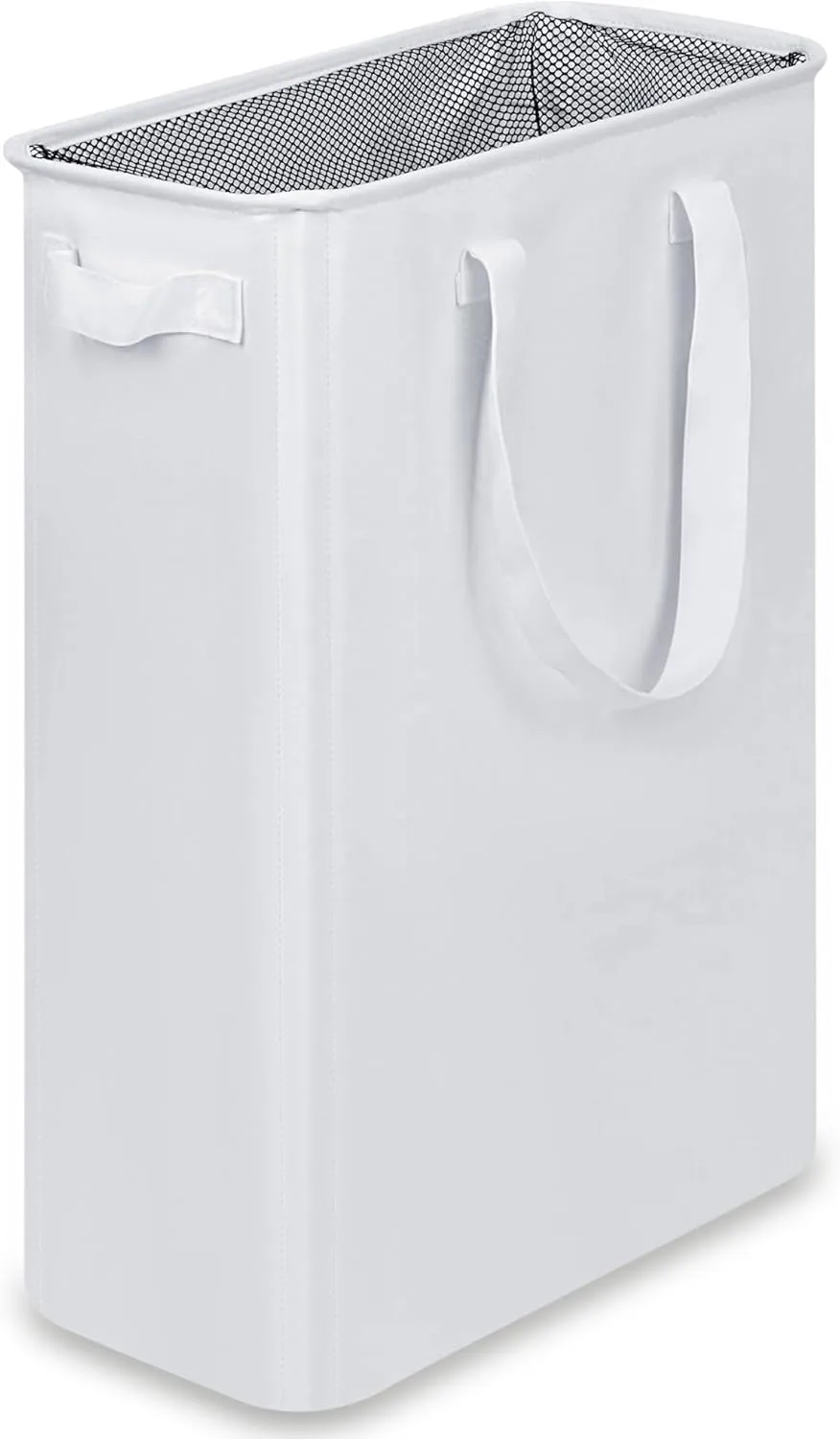 Slim Laundry Basket, Narrow Laundry Hamper with Handles, Collapsible Dirty Clothes Hamper, Tall Laundry Bin for Laundry Room, Dorm and Bedroom, 12.7 Gallons(48L) White
