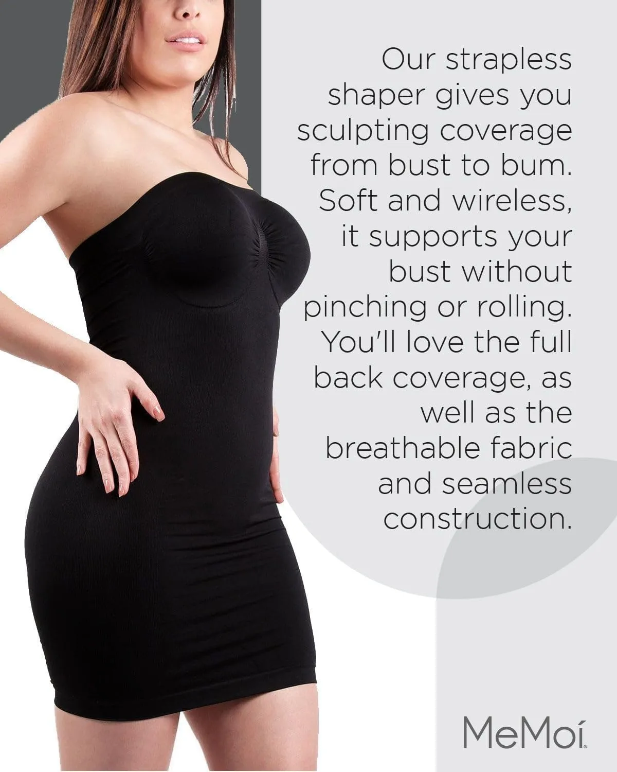 SlimMe Strapless Slips for Under Dresses, Women's Shapewear Slips, Comfortable and Breathable Tummy Control Slip - Sizes S-XL