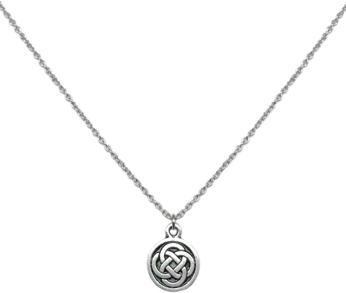 Small Celtic Knot Necklace Pewter Pendant Stainless Steel Chain (16-24 Inch)