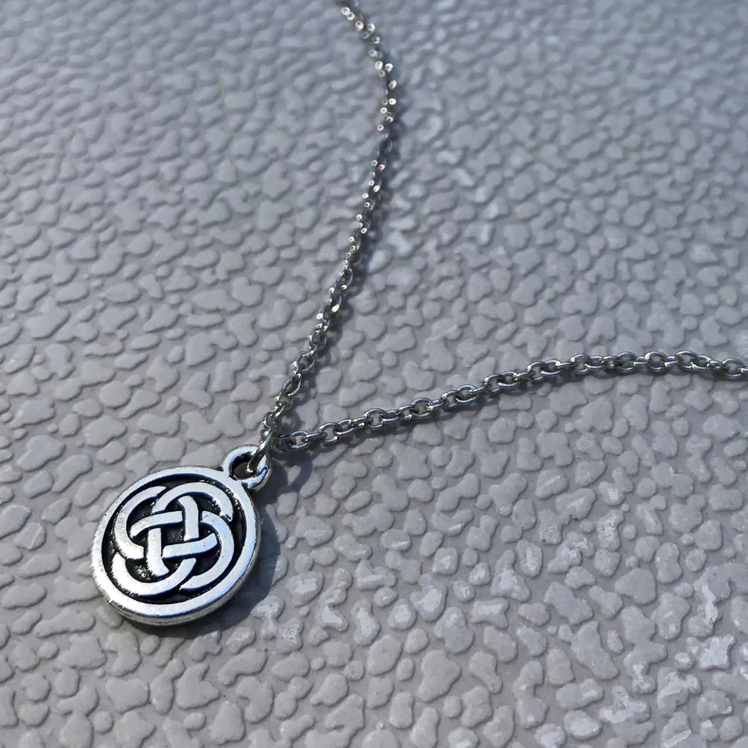 Small Celtic Knot Necklace Pewter Pendant Stainless Steel Chain (16-24 Inch)