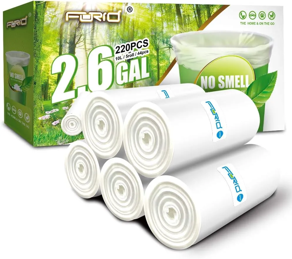 Small Clear Trash Bags – FORID 2.6 Gallon Garbage Bags Wastebasket Bin Liners 220 Count Plastic Trash Bags for Bathroom Bedroom Office Garbage Can (220 count)