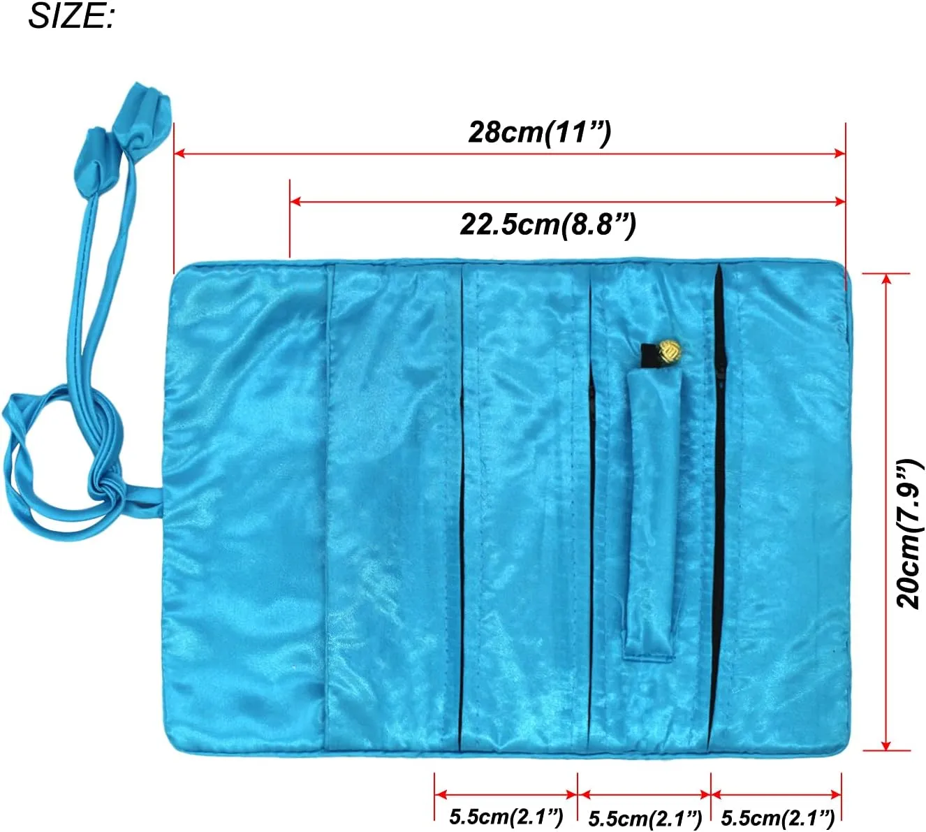 SmilerSmile Jewelry Travel Bag Embroidery Travel Jewelry Organizer with Tie Close Embroidered Flower Jewelry Roll for Women Girls (Pattern Lake)