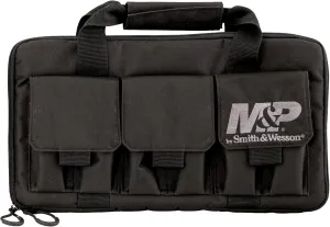 Smith & Wesson M&P Pro Tac Padded Handgun Case with Ballistic Fabric Construction and External Pockets for Shooting, Range, Storage and Transport