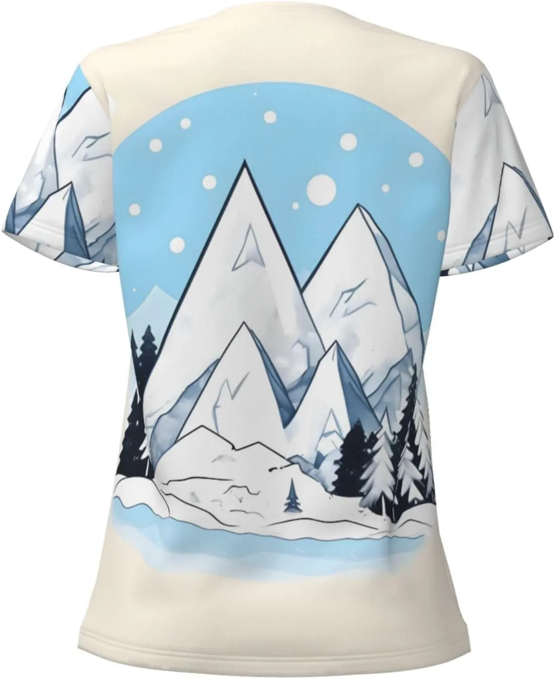 Snow-Capped Mountains Printed Women's Slim deep V-Neck Short-Sleeved, Yoga Running Training Clothes