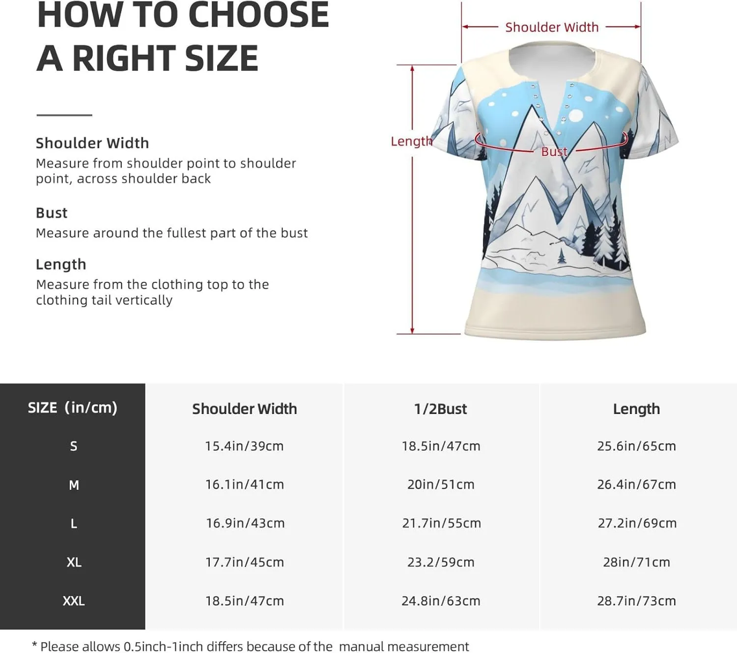 Snow-Capped Mountains Printed Women's Slim deep V-Neck Short-Sleeved, Yoga Running Training Clothes