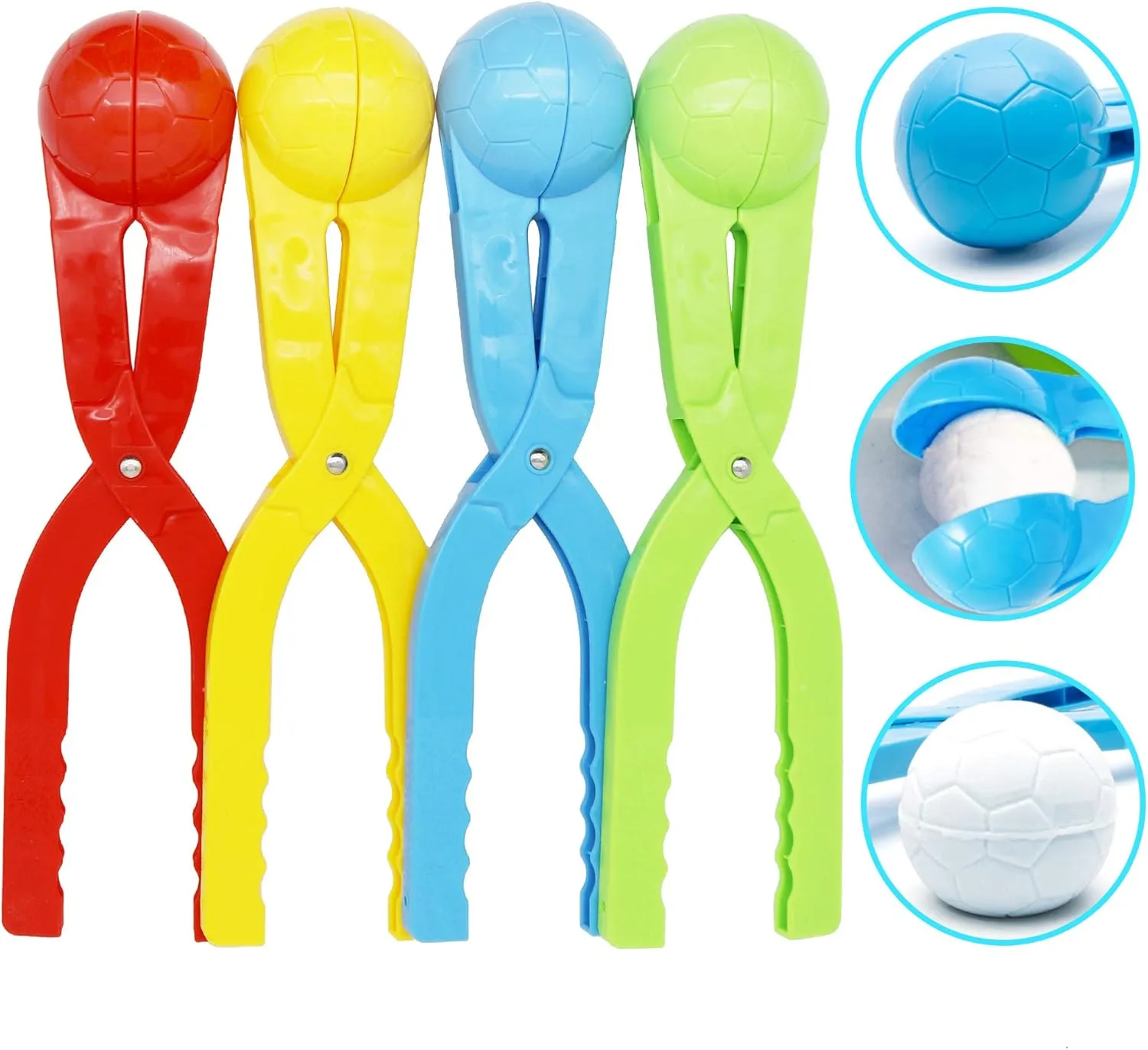Snow Toys, Snowball Maker 4 Pack Snow Ball Shaper Molds Toys for Kids Snow Ball Fights Tool Kids Winter Toys Snow Ball Clip Snow Games for Kids Outdoor