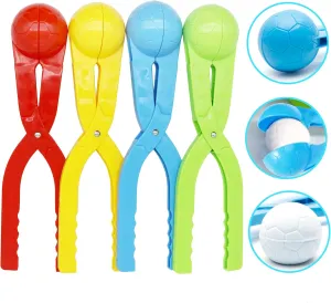 Snow Toys, Snowball Maker 4 Pack Snow Ball Shaper Molds Toys for Kids Snow Ball Fights Tool Kids Winter Toys Snow Ball Clip Snow Games for Kids Outdoor