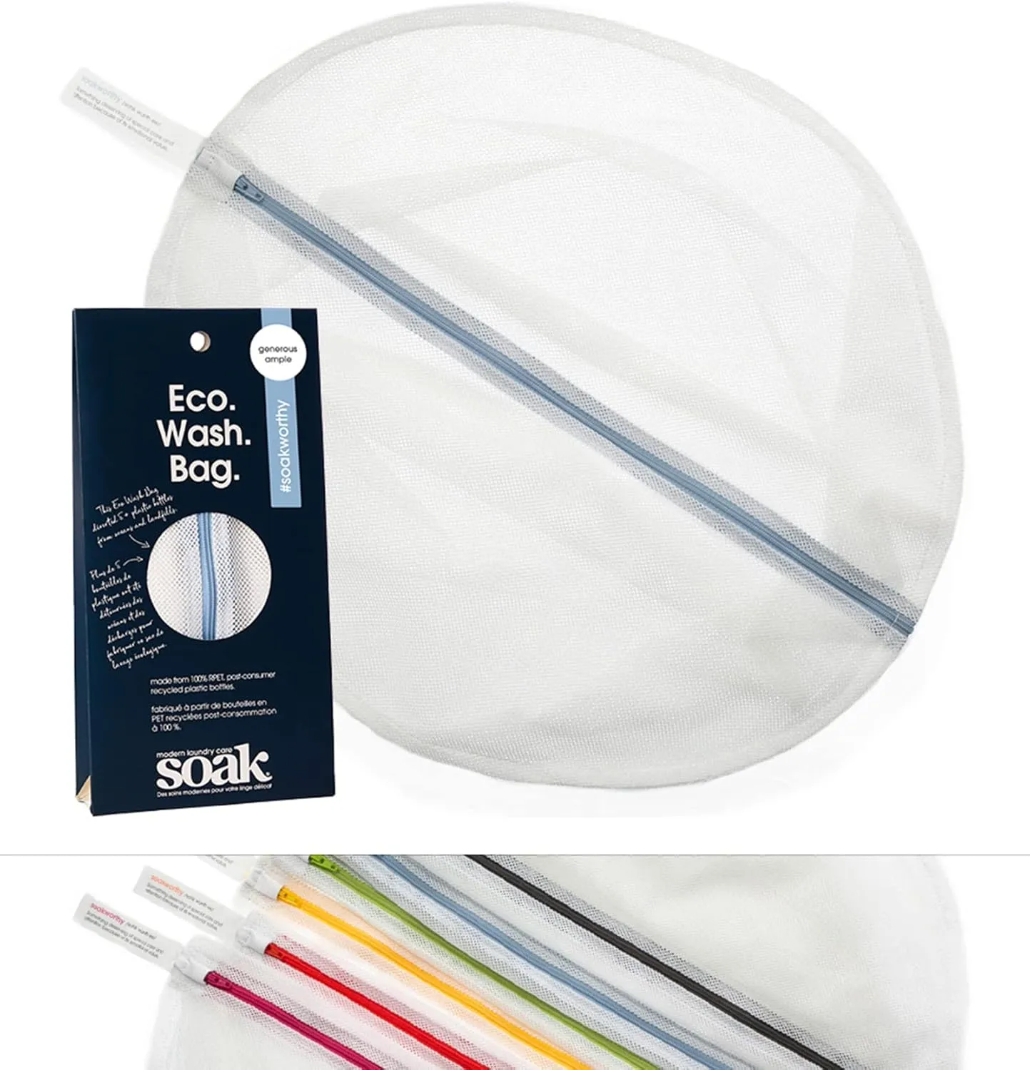Soak Eco Wash Bag, Generous - Mesh Laundry Bag for Delicates & Knits, Made from 100% RPET, Post-Consumer Recycled Plastic Bottles - 16 Inch Hemisphere (Pineapple)