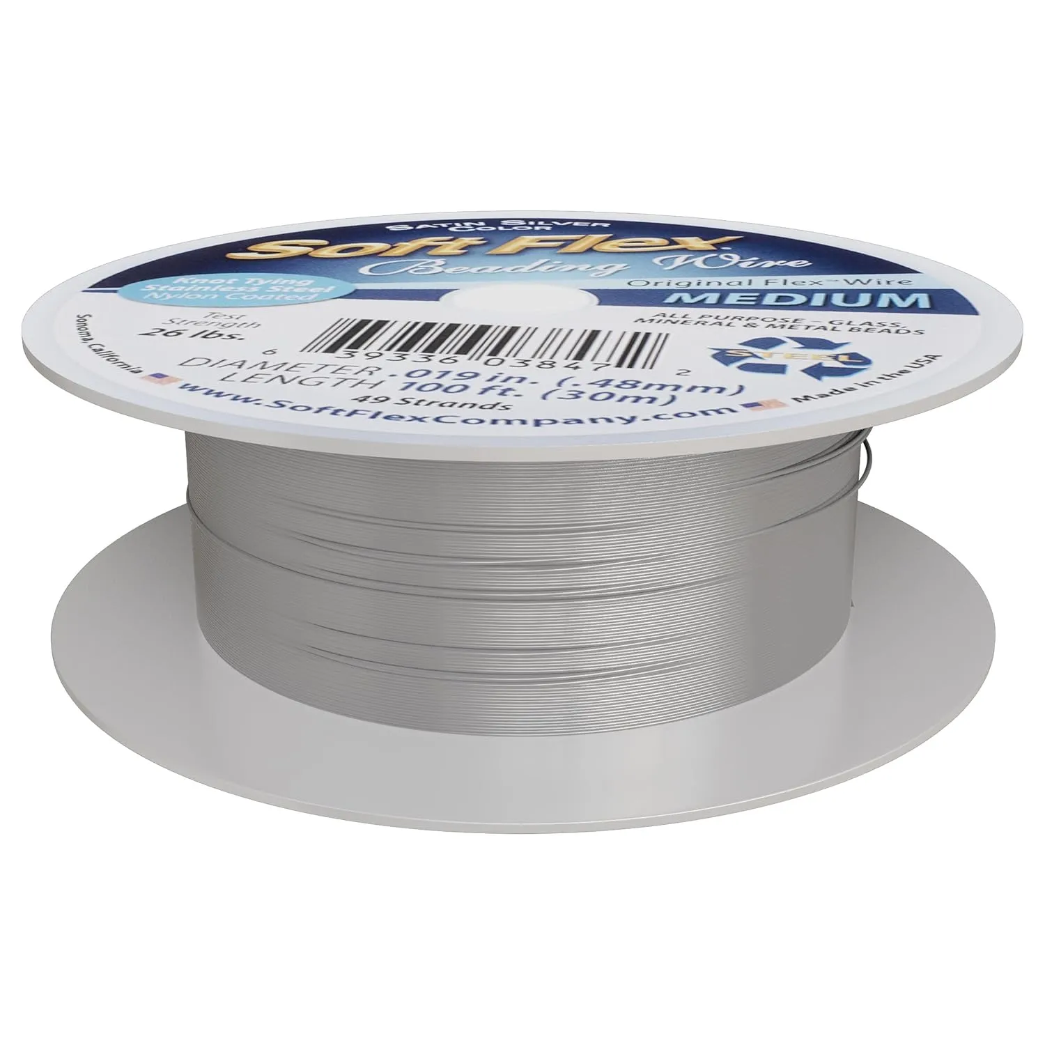 Soft Flex 49 Strand Beading Wire - Medium 0.19 Diameter - 100 Feet Nylon Design Wire