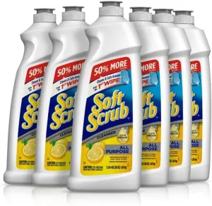 Soft Scrub All Purpose Cleaner, Surface Cleanser, Lemon, 36 Fluid Ounces, 6 Count