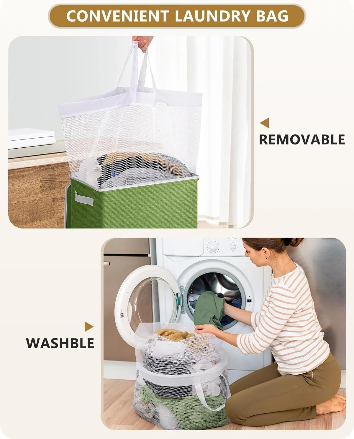 SOLEDI Laundry Hamper with Lid 100L Large & Tall Collapsible Laundry Basket, Clothes Hamper with Bag Removable Easy to Carry, Dirty Hampers for Bedroom, Bathroom, Dorm, College, Dark Green