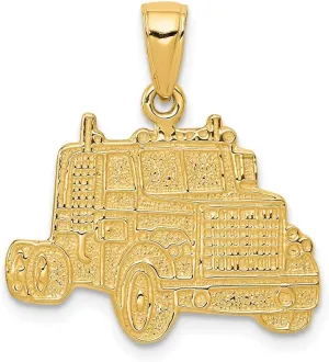 Solid 14K Yellow Gold Truck Cab Pendant