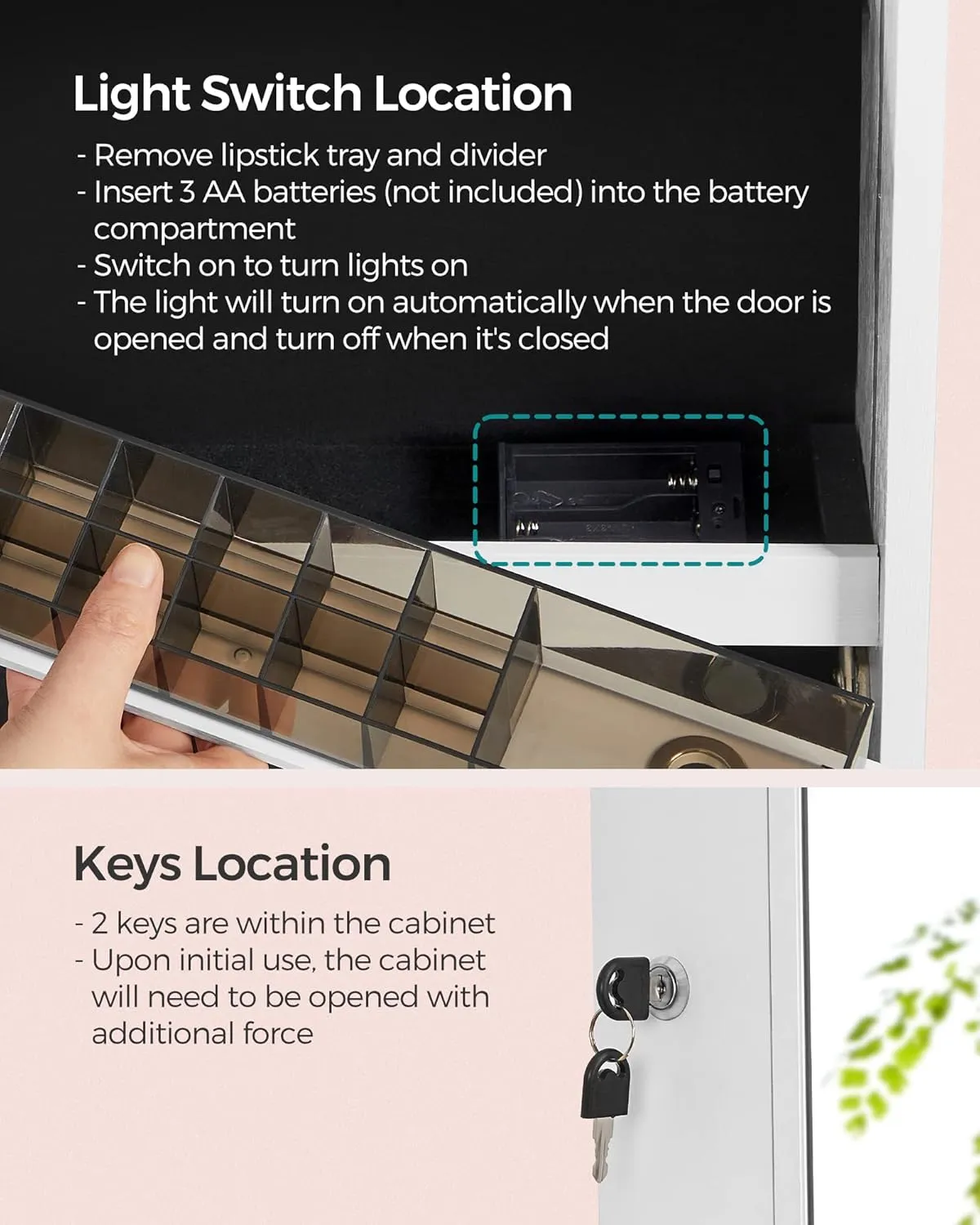 SONGMICS Mirror Jewelry Cabinet Standing Armoire Organizer, Jewelry Storage with Full-Length Frameless LED Lights, Built-in Makeup Mirror, 2 Drawers, Lockable, White UJJC023W01