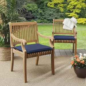 Sorra Home Sunbrella Indoor/Outdoor Cushion Corded Chair Pad Set, 19 in x 19 in x 2 in, Canvas Navy