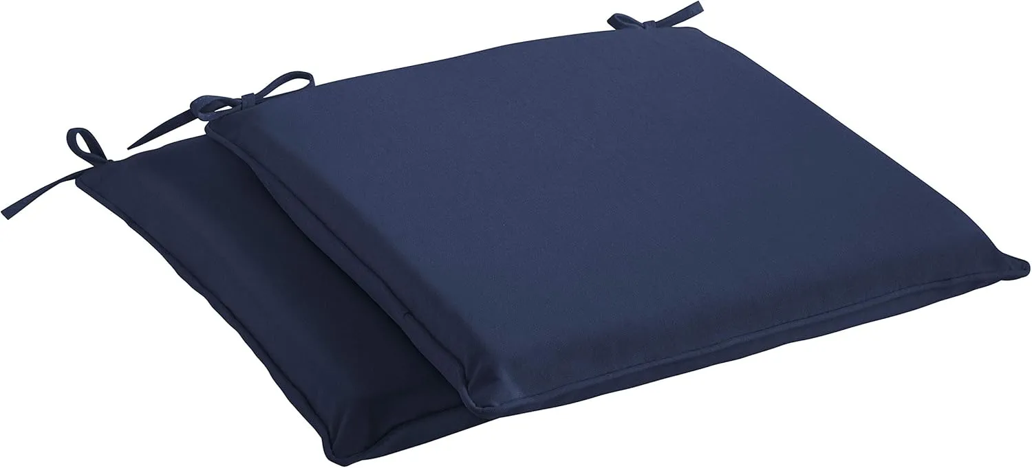 Sorra Home Sunbrella Indoor/Outdoor Cushion Corded Chair Pad Set, 19 in x 19 in x 2 in, Canvas Navy
