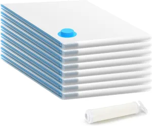 Space Bags Vacuum Storage Bags (Jumbo 8 Pack) Save 80% Space - Vacuum Bags for Comforters and Blankets, Bedding, Compression Seal for Closet Storage - Pump for Travel