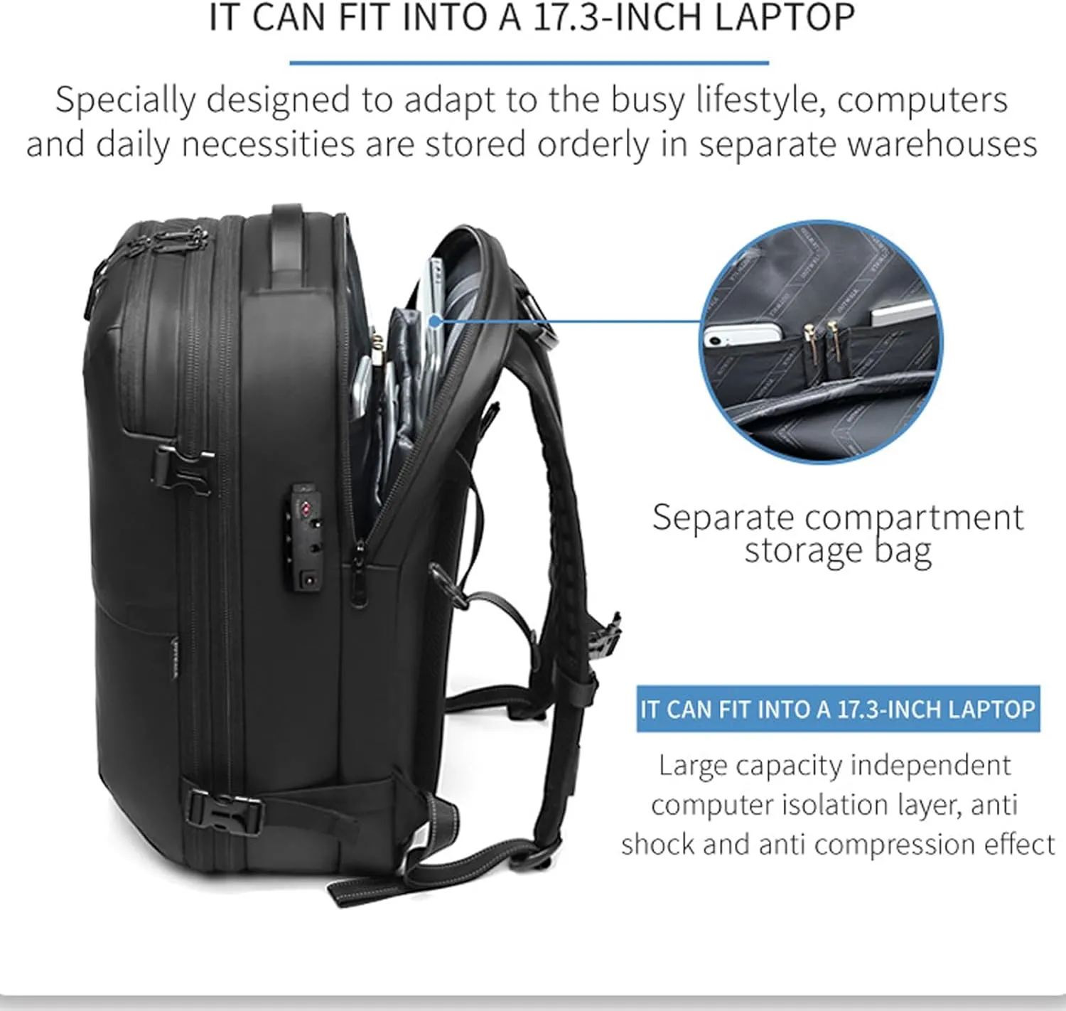 Space Vac Backpack, Spacevac Vacuum Compression Backpack,Expandable Waterproof Multifunctional Travel Password TSA Lock Bag (Grey)