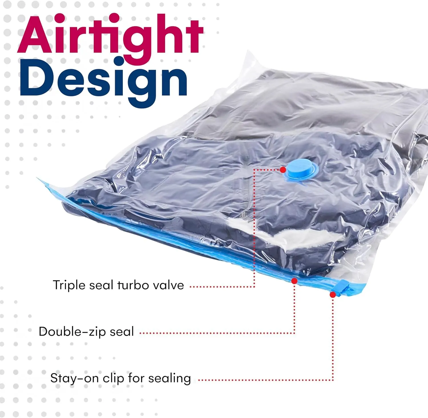 Spacesaver Vacuum Bags for Travel - 6 Small & 6 Large Space Saver Vacuum Storage Bags - Airtight Double-Zip Seal - Plastic - Fits 4 Pillows or 1 Queen Bedding Set per Bag - Clear - Hand Pump Included