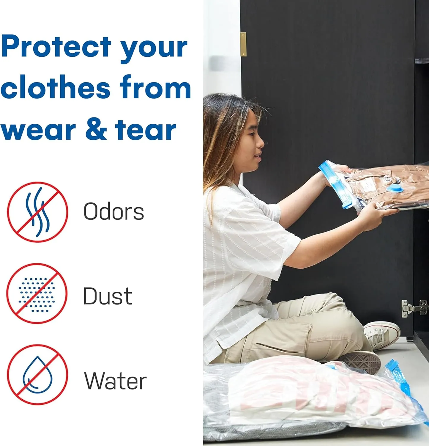 Spacesaver Vacuum Bags for Travel - 6 Small & 6 Large Space Saver Vacuum Storage Bags - Airtight Double-Zip Seal - Plastic - Fits 4 Pillows or 1 Queen Bedding Set per Bag - Clear - Hand Pump Included