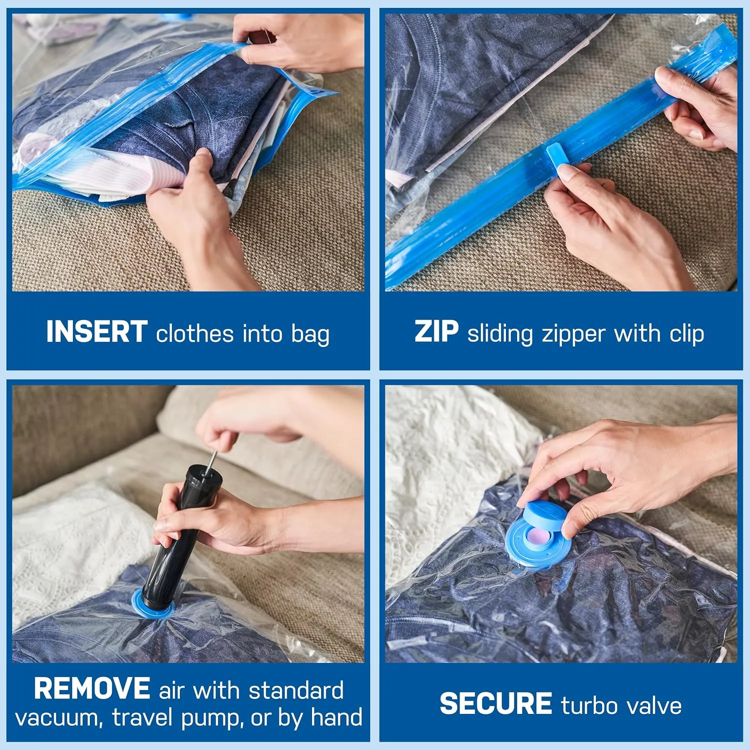 Spacesaver Vacuum Storage Bags Medium 10-Pack - Vacuum Seal Bags for Clothing, Comforters, Blankets and Bedding - 28 x 20 Inch Space Saver Bag for Travel and Home Organization with Hand Pump Included