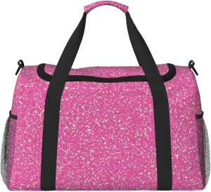 Sparkly Pink Glitter Travel Duffel Bag Tote Bag Sports Gym Bag For Women And Men