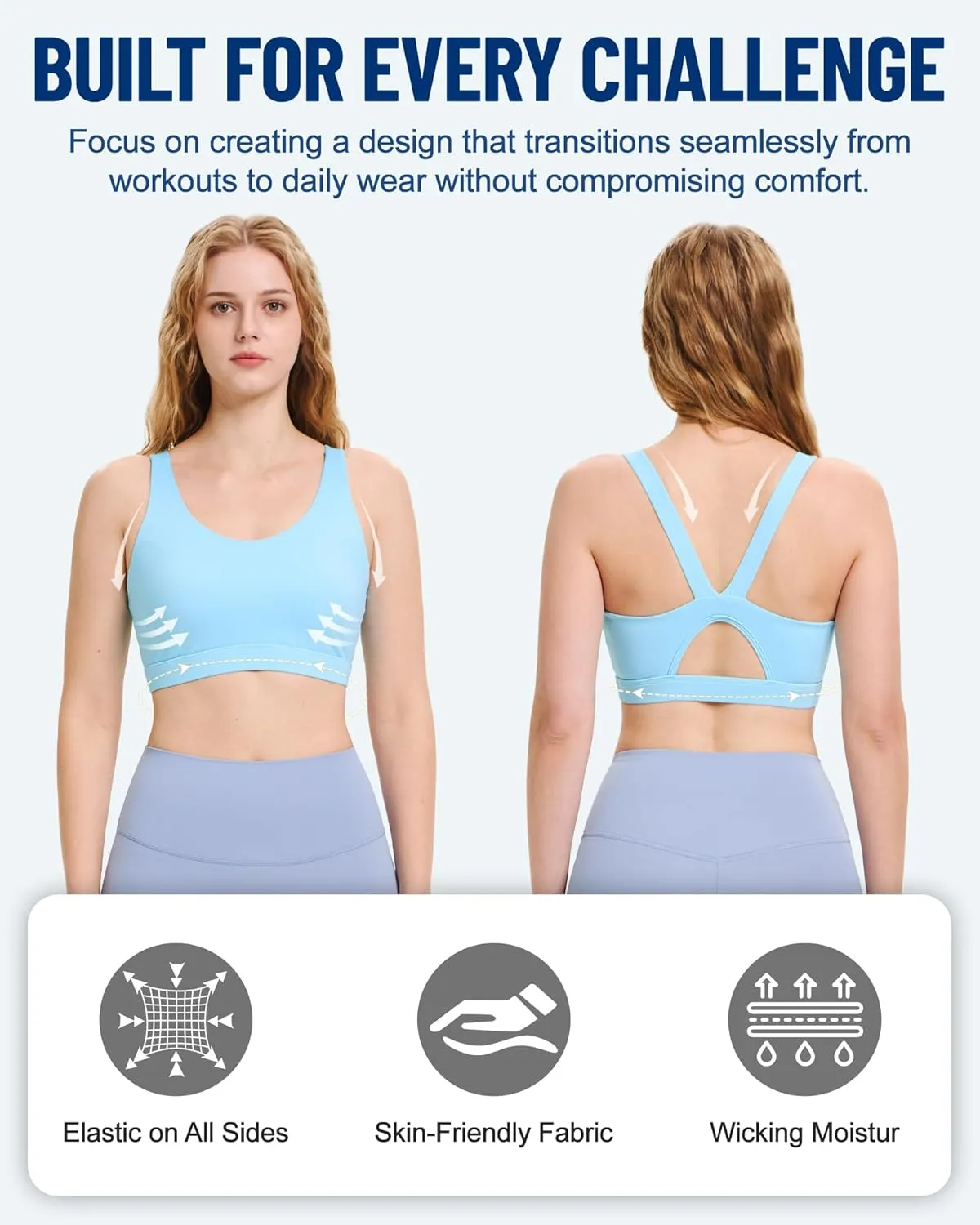 Sports Bras for Women, High Impact Sports Bra - Racerback Running Bra Padded Yoga Bra, Workout Crop Tank Tops Longline